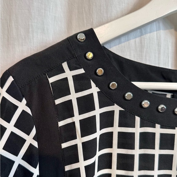 MICHAEL KORS - Geometric Shift Dress Sz 12 Zipper - BLACK WHITE - Picture 12 of 16